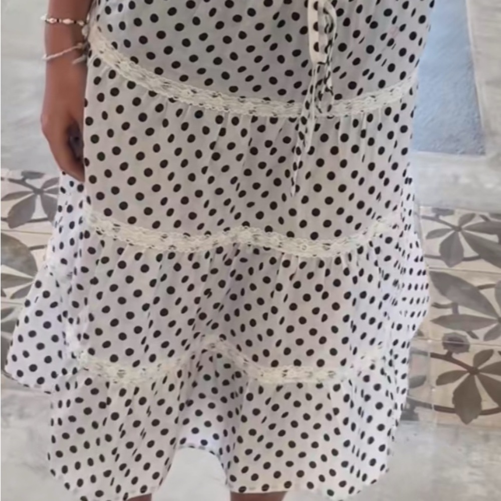 White Polka Dot Midi Skirt